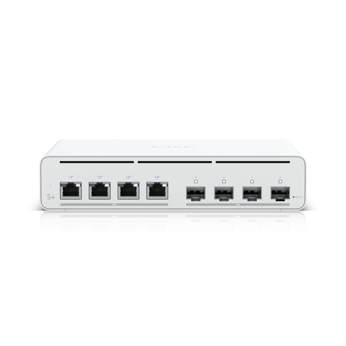 Ubiquiti UISP Switch Plus, 2.5 GbE PoE Switch For ISP Applications, RJ45 Ports, 27V Passive PoE Output, 4 10G SFP+ ports - Macfixit Australia