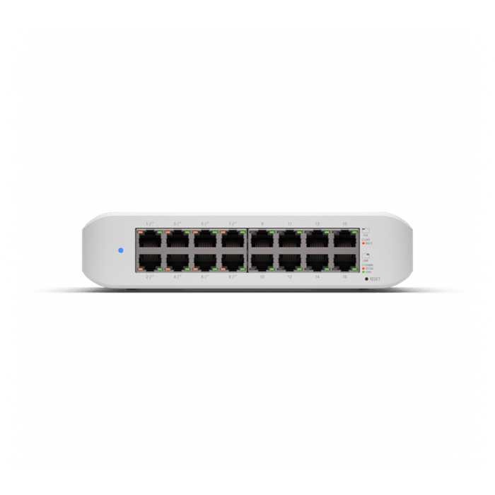 Ubiquiti UniFi Switch Lite 16 PoE, Layer 2, 16x GbE RJ45 Ports, 8x 802.3at PoE+ Ports, 45W PoE, Silent Operation, Wallmount Kit Include - Macfixit Australia