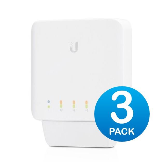 Ubiquiti USW Flex 3 Pack - Managed, Layer 2 Gigabit switch with auto - sensing 802.3af PoE support. 1x PoE In, 4x PoE Out - Macfixit Australia