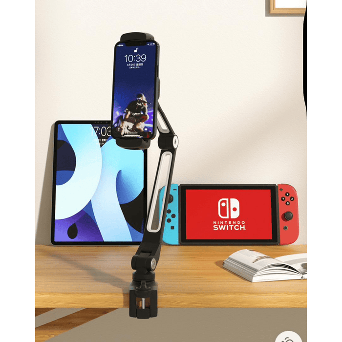 Universal Tablet Mount – Aluminum Long Arm 360° iPad Holder (Black) - Macfixit Australia