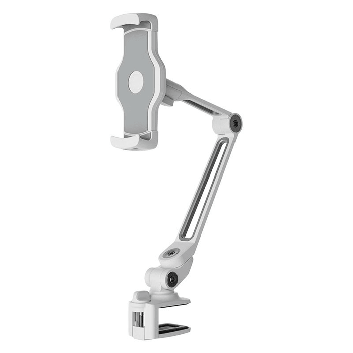 Universal Tablet Mount – Aluminum Long Arm 360° iPad Holder (White) - Macfixit Australia
