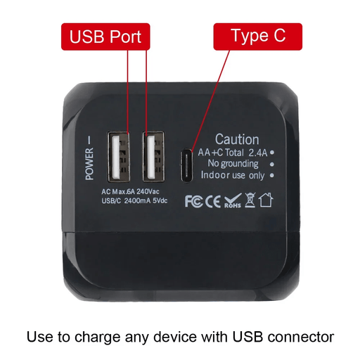 Universal Travel Adapter with Dual USB and USB - C port - Macfixit Australia