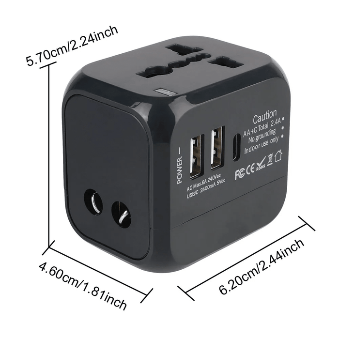 Universal Travel Adapter with Dual USB and USB - C port - Macfixit Australia