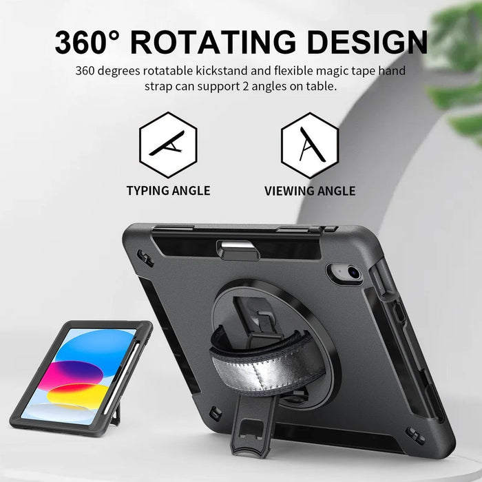 USP Rugged Apple iPad Air (11") (M3/M2)/ iPad Air (10.9") (5th/4th Gen)/ iPad Pro (11") (6th/5th/4th/3rd Gen) Case Black - Built - in - Kickstand - Macfixit Australia