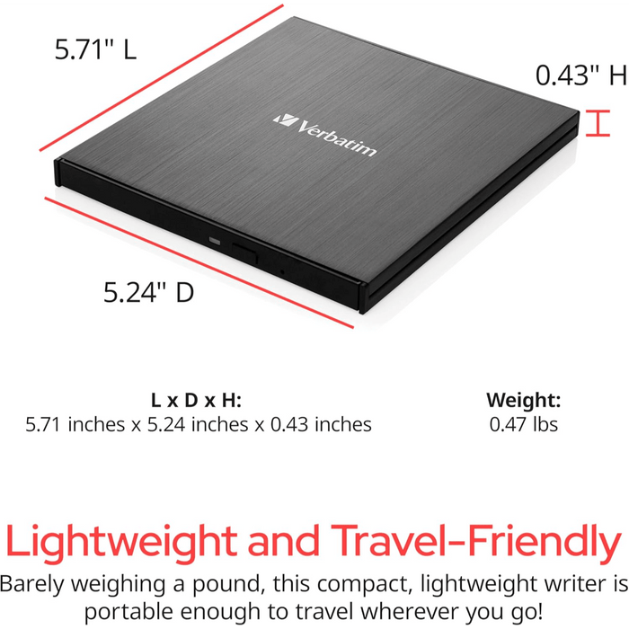 Verbatim Ultra HD 4K External Slimline Blu - ray Writer - Macfixit Australia
