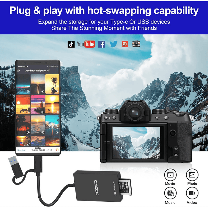 XQD Card Reader USB-C + USB-A (5Gbps, Sony G/M & Lexar Compatible) - Macfixit Australia