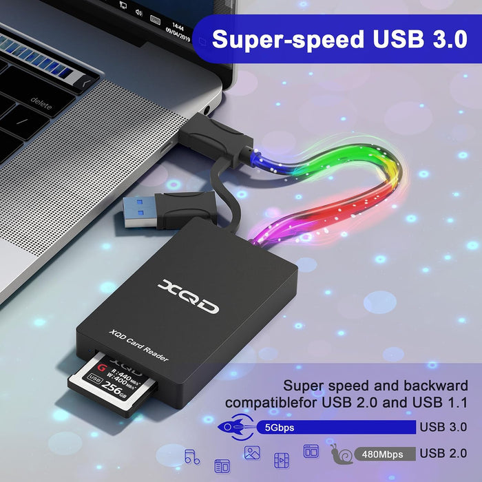XQD Card Reader USB-C + USB-A (5Gbps, Sony G/M & Lexar Compatible) - Macfixit Australia