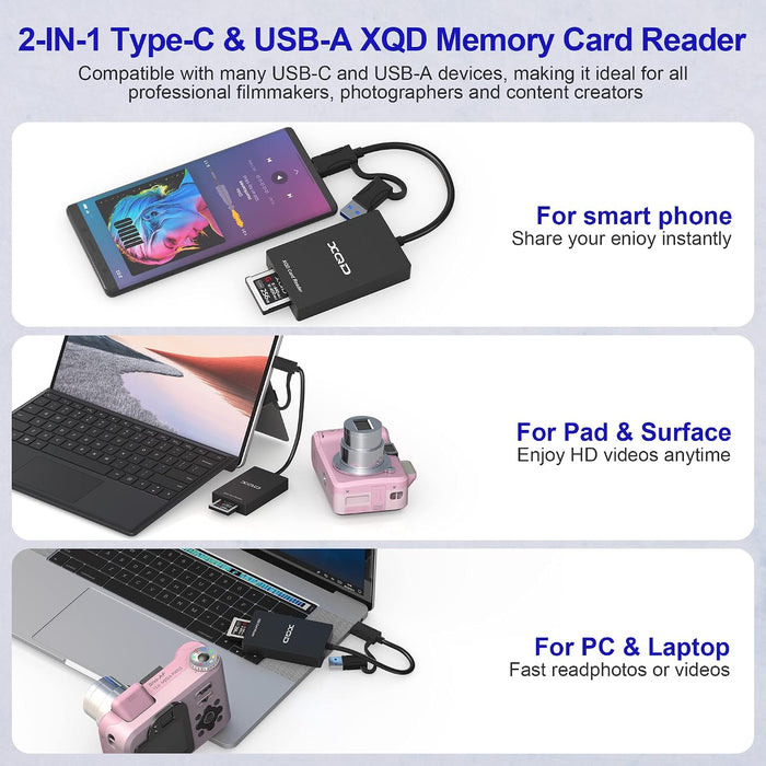 XQD Card Reader USB-C + USB-A (5Gbps, Sony G/M & Lexar Compatible) - Macfixit Australia