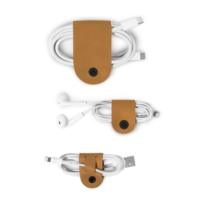 Twelve South CableSnap 3-Pack - Cognac