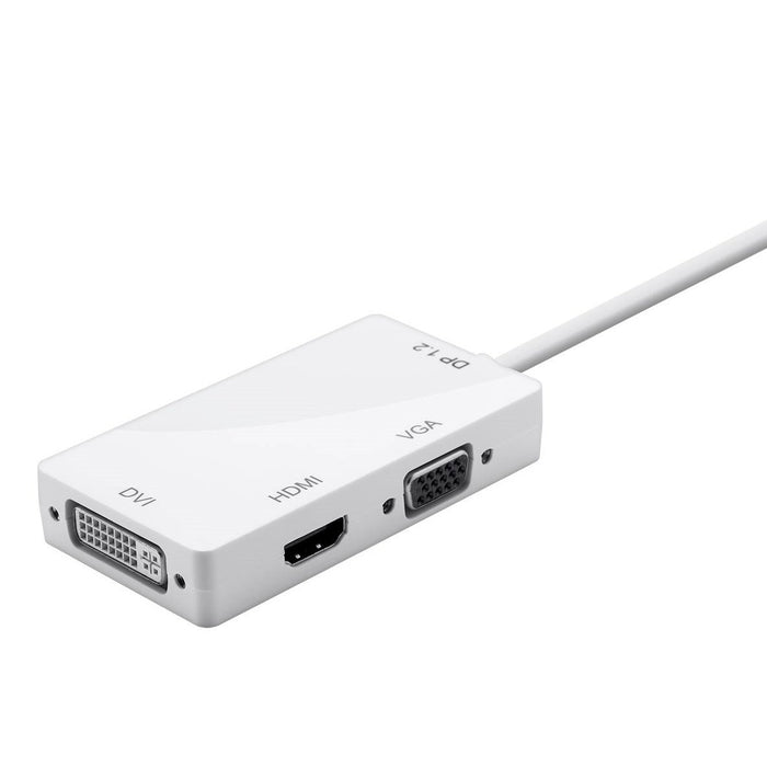 DisplayPort 1.2a to 4K HDMI Dual Link DVI and VGA Passive Adapter White