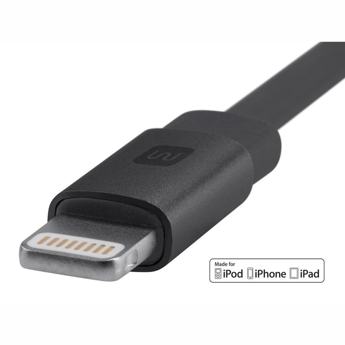 Monoprice Cabernet Series Apple® MFi Certified Flat Lightning™ to USB Charge & Sync Cable, 90 cm - Black