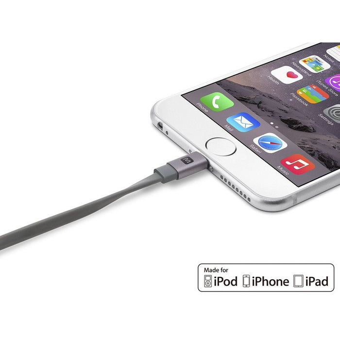 Monoprice Cabernet Series Apple® MFi Certified Flat Lightning™ to USB Charge & Sync Cable, 90 cm - Black