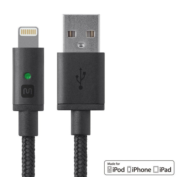Monoprice Luxe Series Apple MFi Certified Lightning™ to USB Charge & Sync Cable, 6-inch Black