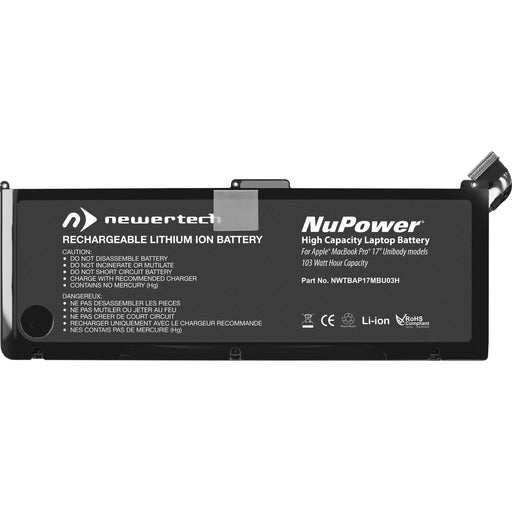 103 Watt-Hour Newer Technology NuPower Battery Replacement Solution for 17-inch MacBook Pro Unibody Early 2009 - Mid 2010