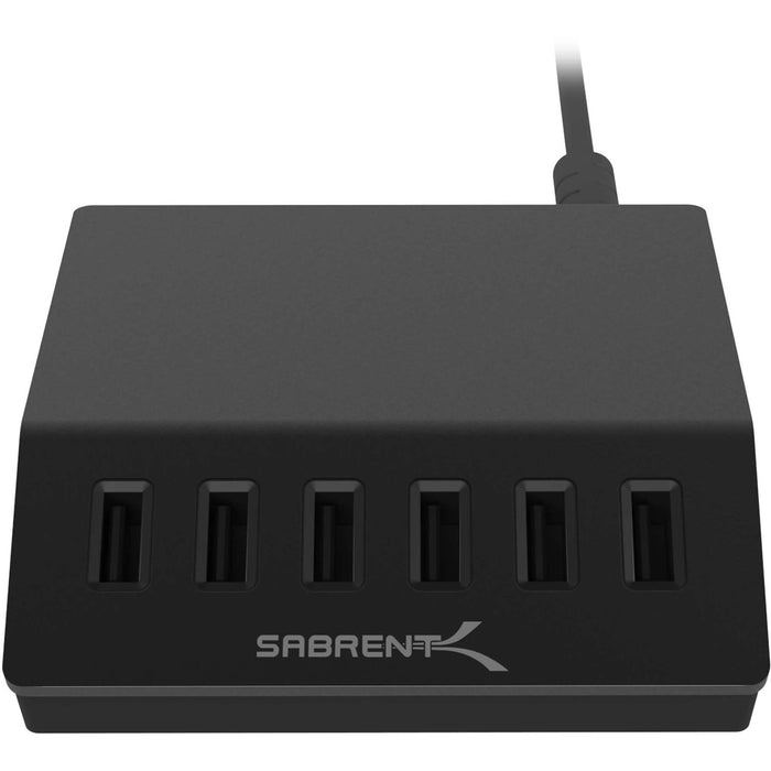 Sabrent 6-Port USB Premium 60 WATT 12 AMP Desktop Rapid Charger - Black