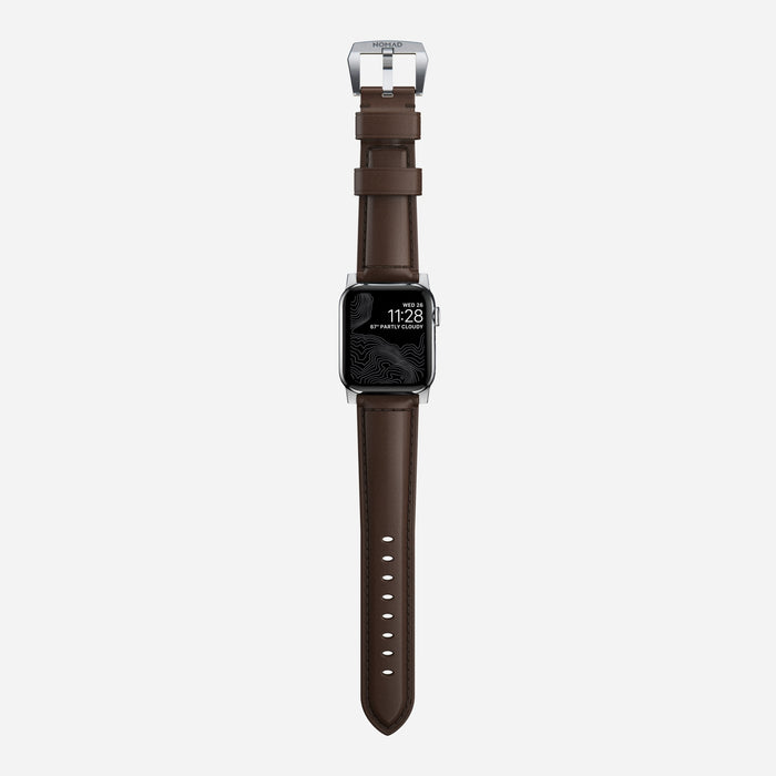 Nomad Traditional Strap for Apple Watch 42-44mm - Rustic Brown Silver Hardware