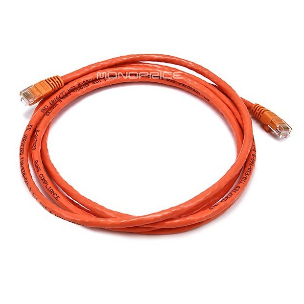2.1m 24AWG Cat6 500MHz Crossover Ethernet Bare Copper Network Cable - Orange