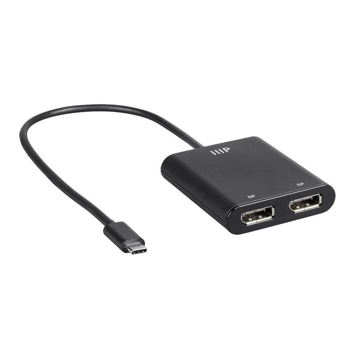 Monoprice USB-C to Dual DisplayPort MST Hub, 4K@30Hz - Black