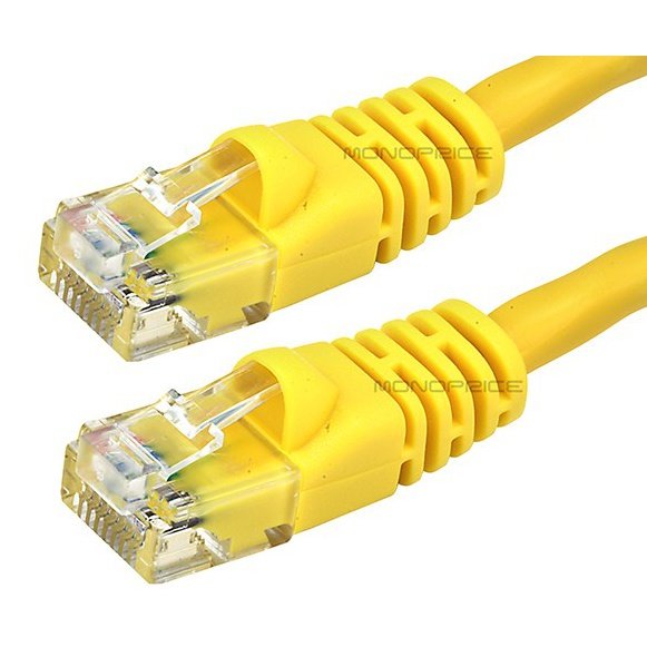 Monoprice 2FT 24AWG Cat6 550MHz UTP Ethernet Bare Copper Network Cable Yellow - 70cm