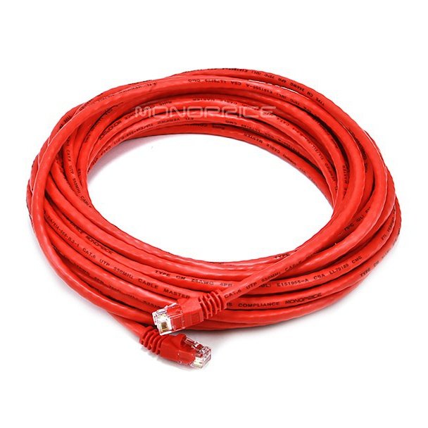 9m 24AWG Cat6 550MHz UTP Ethernet Bare Copper Network Cable - Red