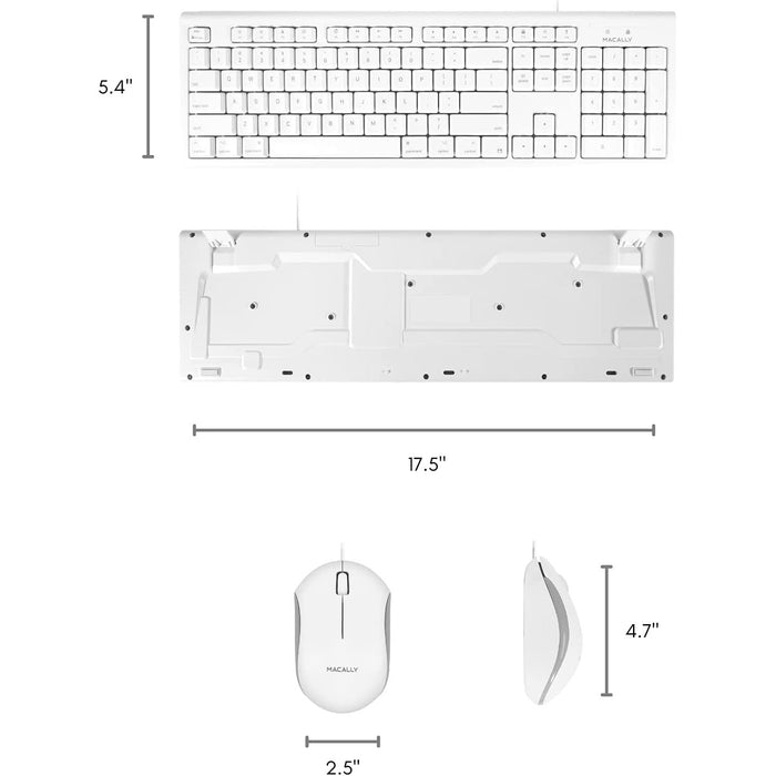 Macally 104 key full-size USB Wired Keyboard and Mouse Combo - QKEYCOMBO