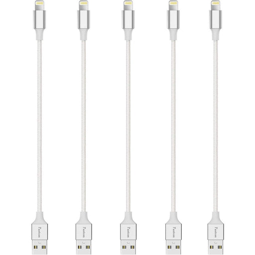 Pantom Short Lightning Cable, Cord Charger, 5-Packs, 15 cm - Silver