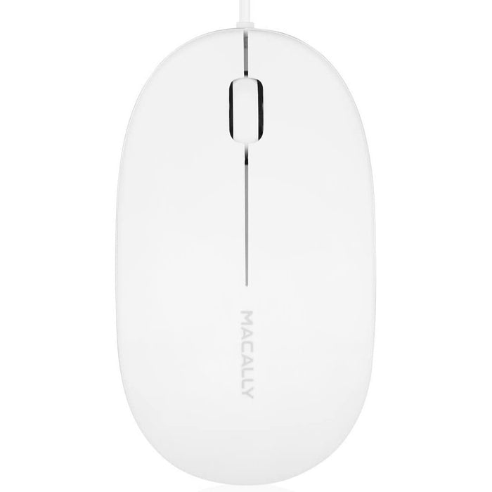 Macally 3-Button Optical USB Wired Computer Mouse with 5-Foot Cord, Compatible with PCs, Apple Macs, Desktops, Laptops - White ICEMOUSE2