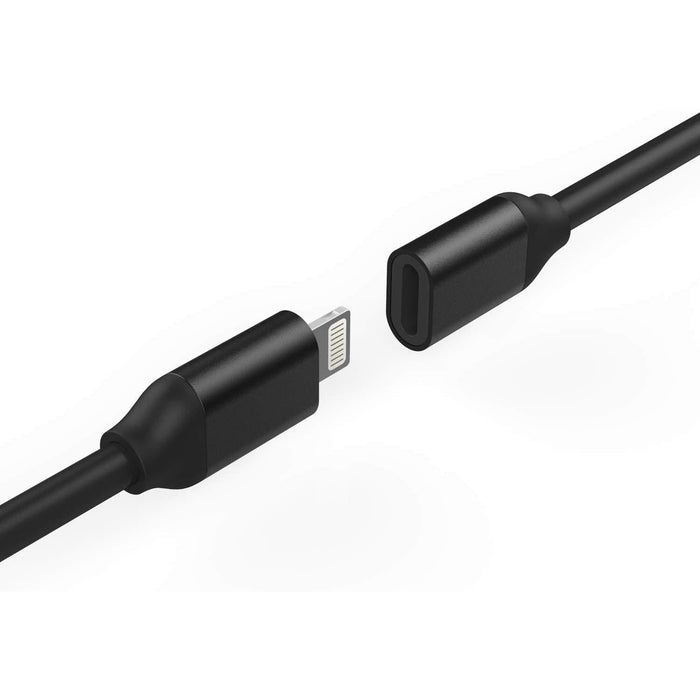 Lightning Extension 8 Pin Extender Dock Cable for all iPhone models Black Video Audio Data and Charging - 180 cm