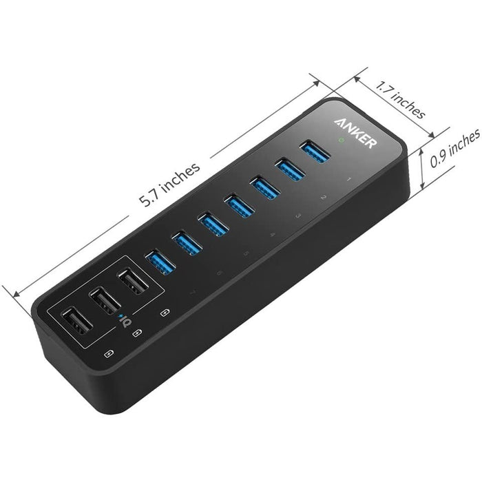 Anker 10-Port 60W USB 3.0 Hub with 7 Data Transfer and 3 PowerIQ Charging Ports