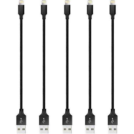 Pantom Short Lightning Cable, Cord Charger, 5-Packs, 15 cm - Black