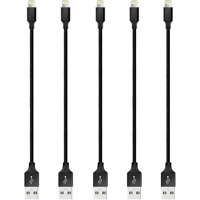Pantom Short Lightning Cable, Cord Charger, 5-Packs, 15 cm - Black