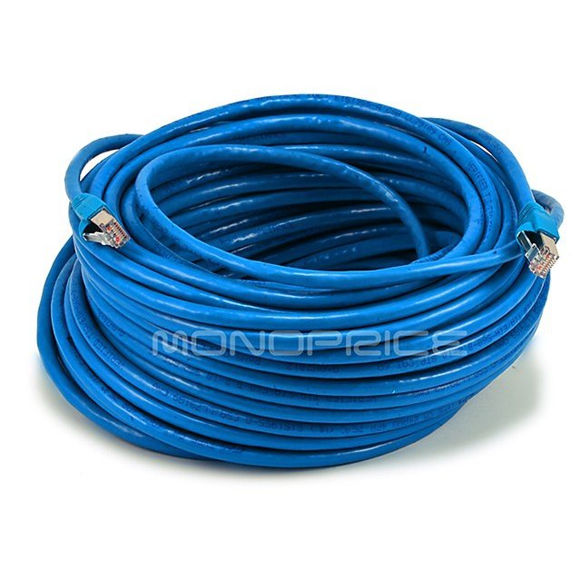 30m 24AWG Cat6A 500MHz STP Ethernet Bare Copper Network Cable - Blue
