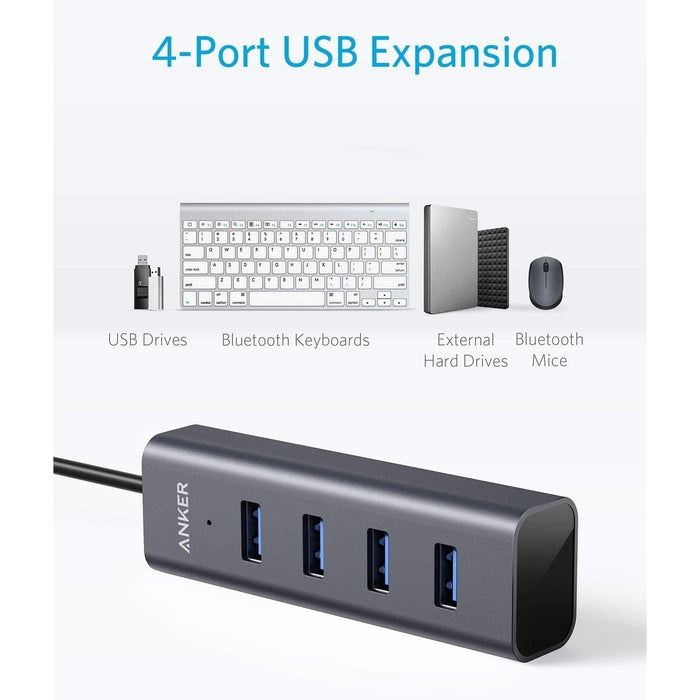 Anker Hub, Aluminum C Adapter with 4 USB 3.0 Ports, for MacBook Pro Macbook Air 2021-2018-2017, ChromeBook, XPS, Galaxy S9-S8, and More