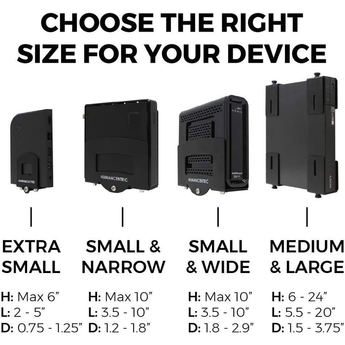 HumanCentric Adjustable Device Wall Mount | DVD Players, Cable Boxes, Receivers, Set Top Box and Other A-V Equipment - Black