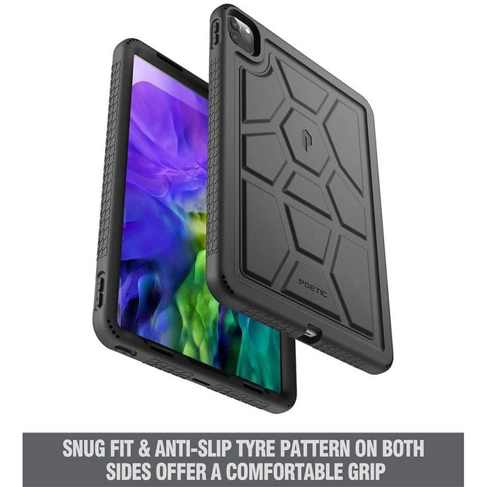 Poetic TurtleSkin Series Designed for Apple iPad Pro 11 2020 & 2018 Case, Heavy Duty Shockproof Kids Friendly Silicone Bumper Protective Case Cover - Black