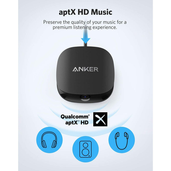 Anker Soundsync 2-in-1 Transmitter Receiver Bluetooth 5, HD Audio Lag-Free Synchronization AUX-RCA-Optical Connection TV Home Stereo System