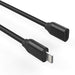 Lightning Extension 8 Pin Extender Dock Cable for all iPhone models Black Video Audio Data and Charging - 180 cm