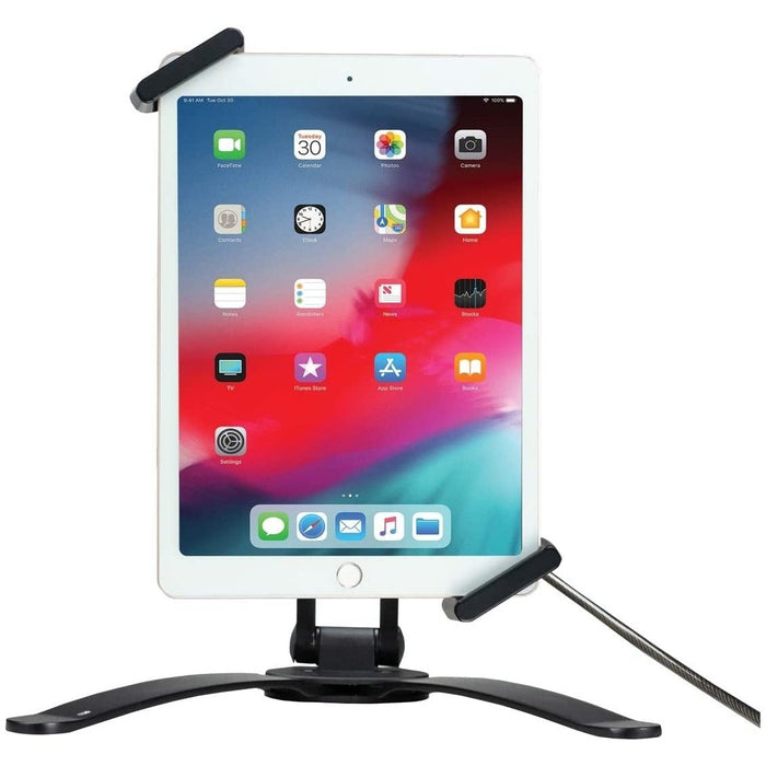 CTA Digital Security 2-in-1 Multi-Flex Stand Wall with Locking Tablet Holder 2 Mount Bases for iPad 7th- 8th- 9th Gen 10.2" & Other 7-14" Tablets - Black