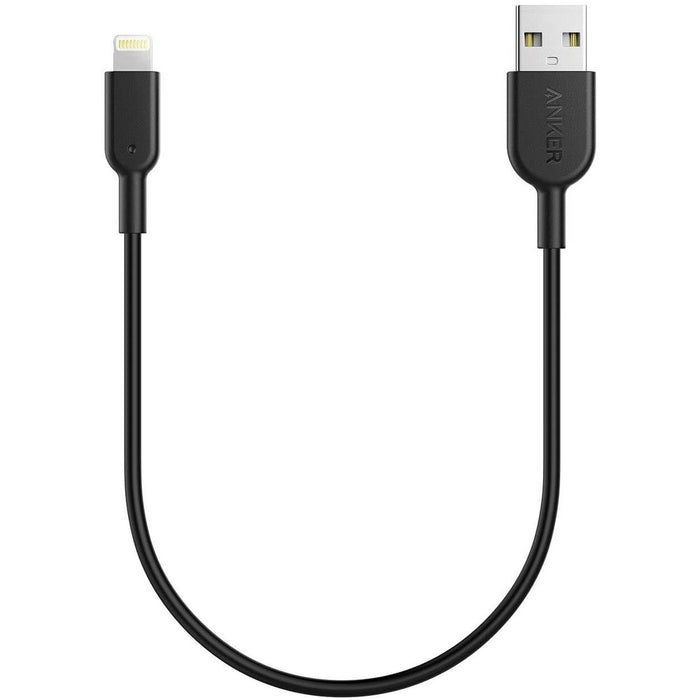 Anker PowerLine II 30cm 1ft Short Lightning Cable, MFi Certified for iPhone Xs-XS Max-XR-X 8-8 7-7 6-6 Plus 5S - Black
