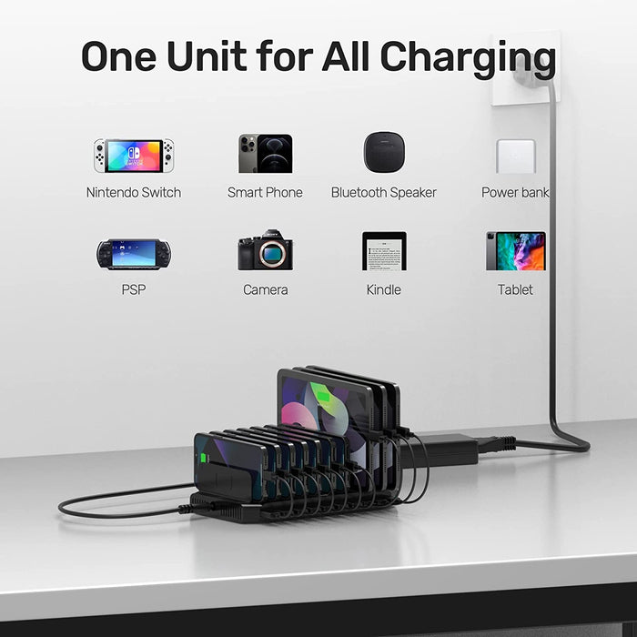 Unitek Fast Charging with Quick Charge 3.0, Multi USB Charger Station for Multiple Devices, iPhone, iPad, Tablet, Kindle - Black