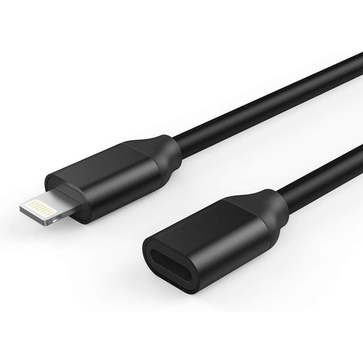 Lightning Extension 8 Pin Extender Dock Cable for all iPhone models Black Video Audio Data and Charging - 90cm