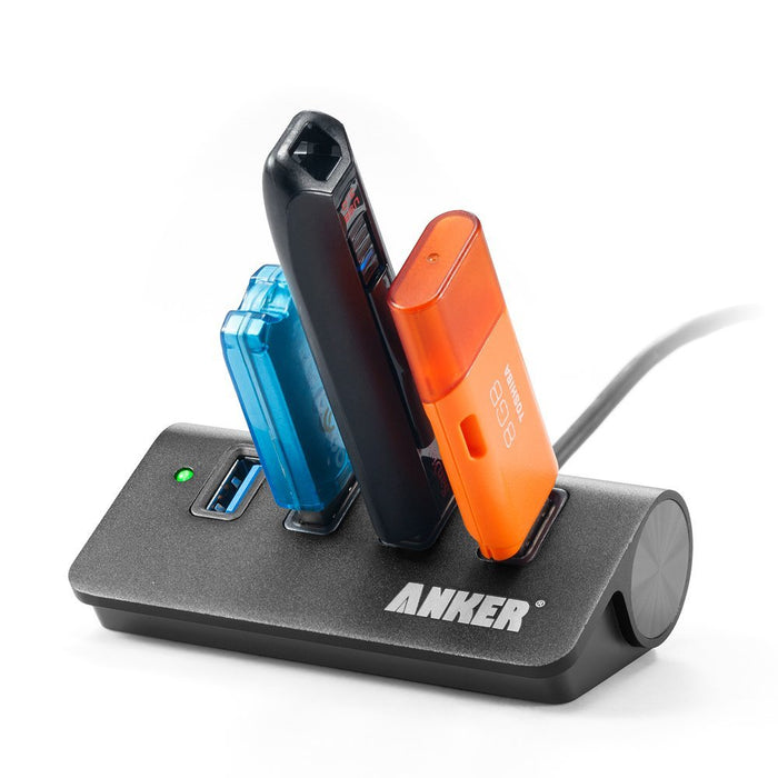 Anker® 4-Port Portable Aluminum Hub with 2-Foot USB 3.0 Cable Carbon