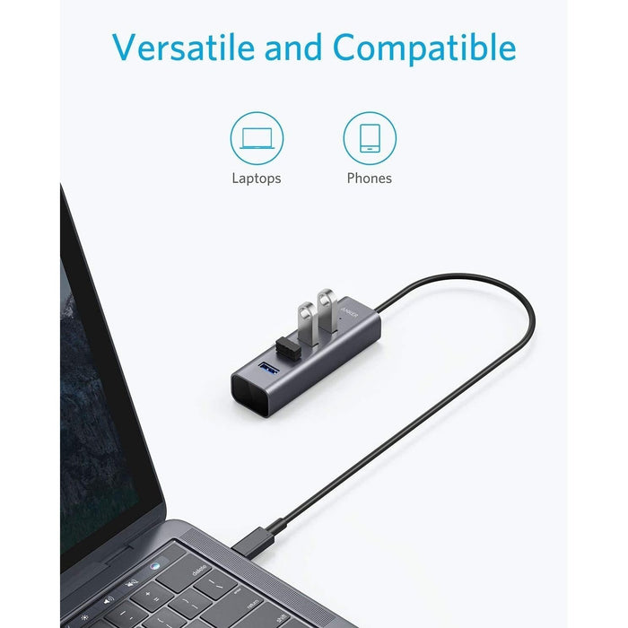 Anker Hub, Aluminum C Adapter with 4 USB 3.0 Ports, for MacBook Pro Macbook Air 2021-2018-2017, ChromeBook, XPS, Galaxy S9-S8, and More
