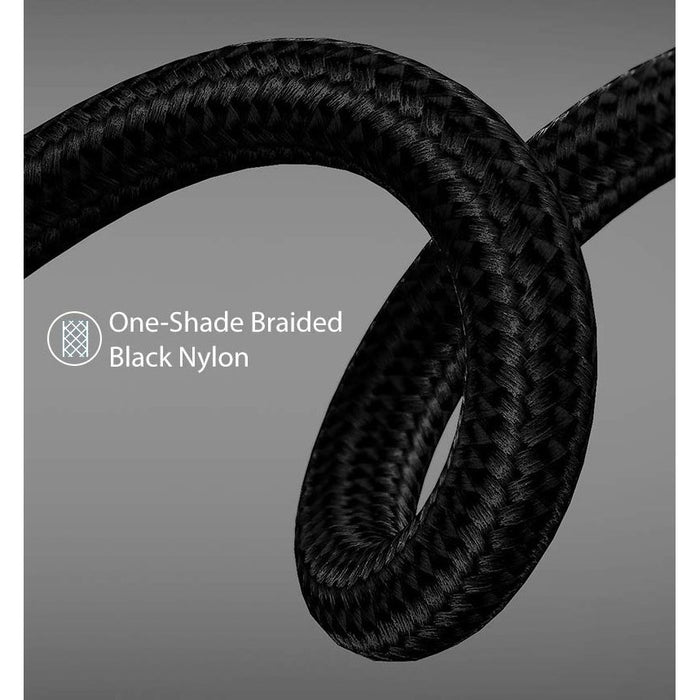 6-Inch Type C to USB 2.0 Nylon Braided Fast Charging Cable Charger Cord Compatible with Galaxy, Note, Pixel 5-Packs - Black