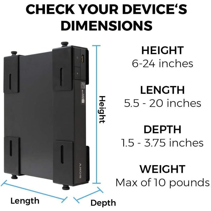 HumanCentric Adjustable Device Wall Mount | DVD Players, Cable Boxes, Receivers, Set Top Box and Other A-V Equipment - Black