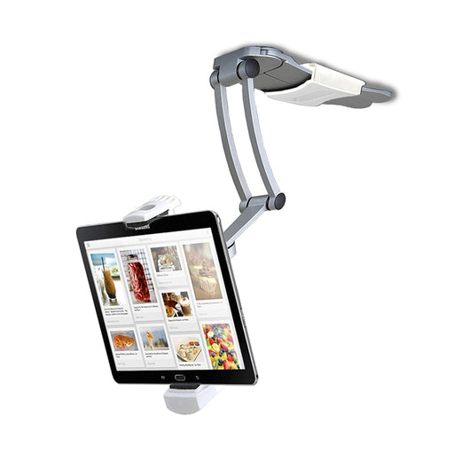 CTA Digital 2-in-1 Kitchen Tablet Stand Adjustable Wall Mount - for iPad 2018-iPad Pro 12.9-iPad mini-Galaxy Tab S3 and more