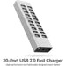 Sabrent 90W 20-Port USB 2.0 Fast Charger - Silver