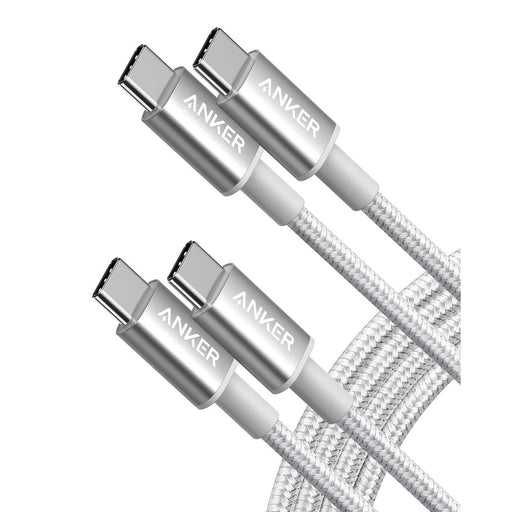 Anker New Nylon to USB C Cable,1.8 m, 60W, 2-Pack - Silver