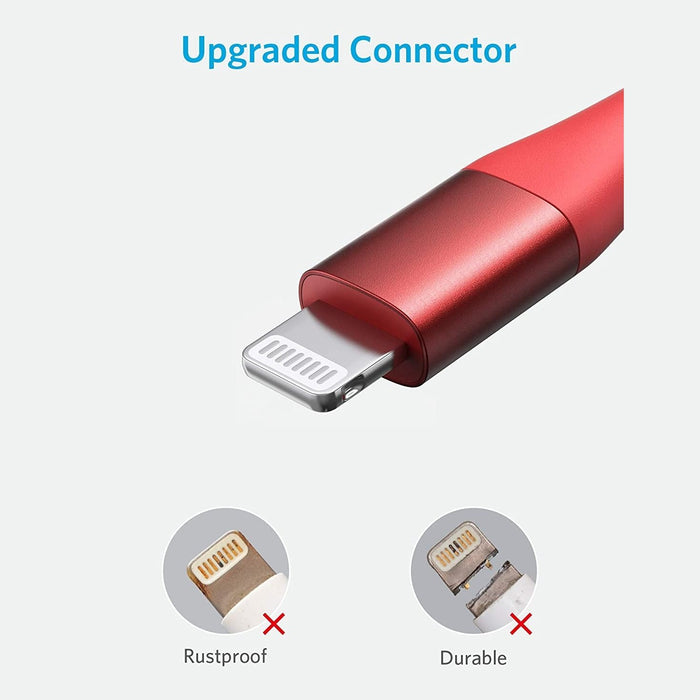 Anker Powerline+ II Apple MFi Certified Lightning Cable Charger Cord, for iPhone & iPad - 3m Red