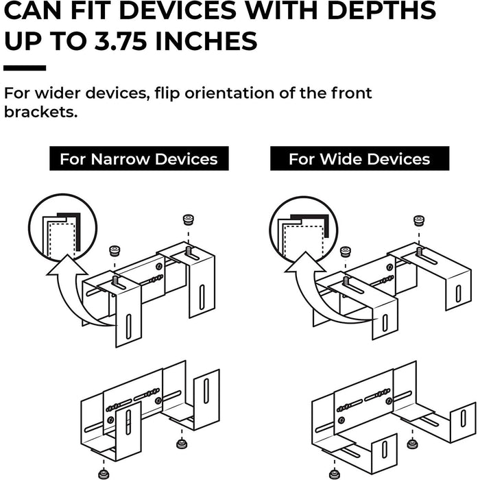HumanCentric Adjustable Device Wall Mount | DVD Players, Cable Boxes, Receivers, Set Top Box and Other A-V Equipment - Black
